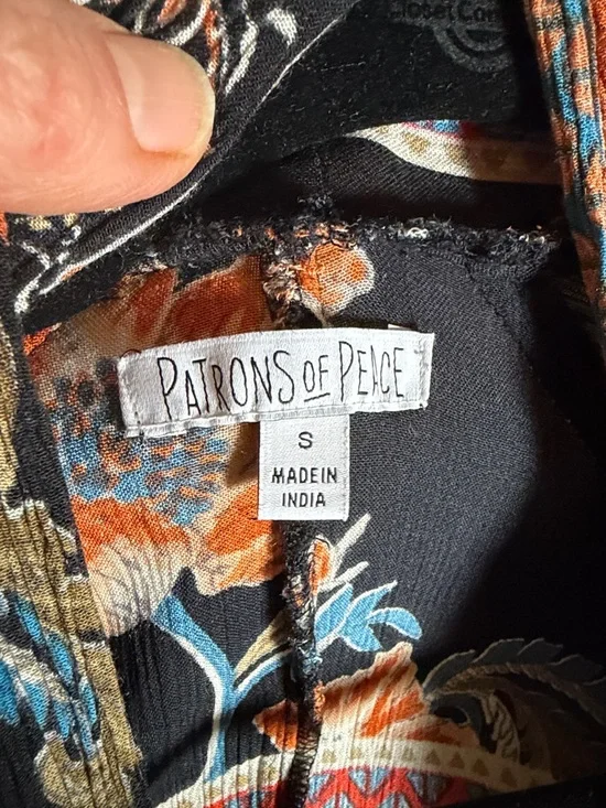 Black Floral Kimono Cover-Up with Orange Blooms - Picture 3 of 3